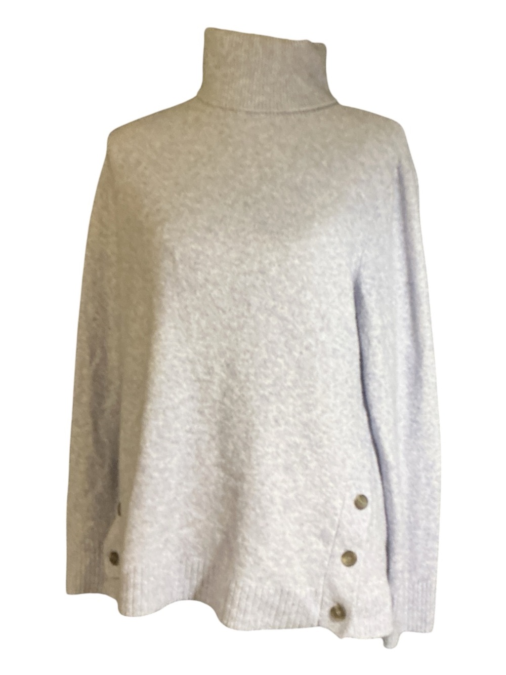 J. Crew Light Gray Turtleneck Sweater with Side Buttons